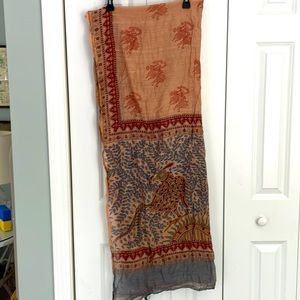 Beautiful block print silk pareo/ scarf